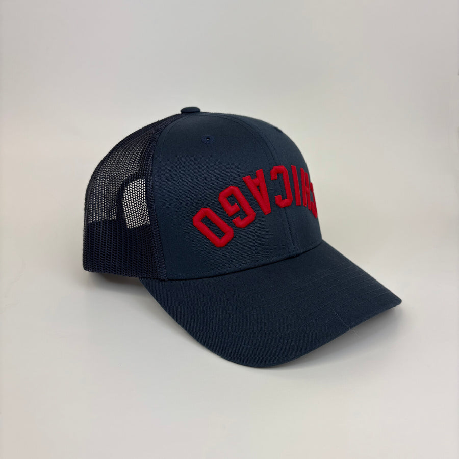 Backwards Chicago Trucker Hat