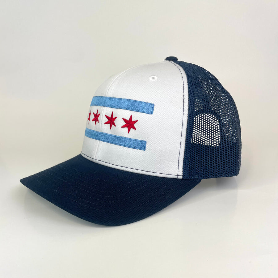 Chicago Flag Stitched Trucker Hat