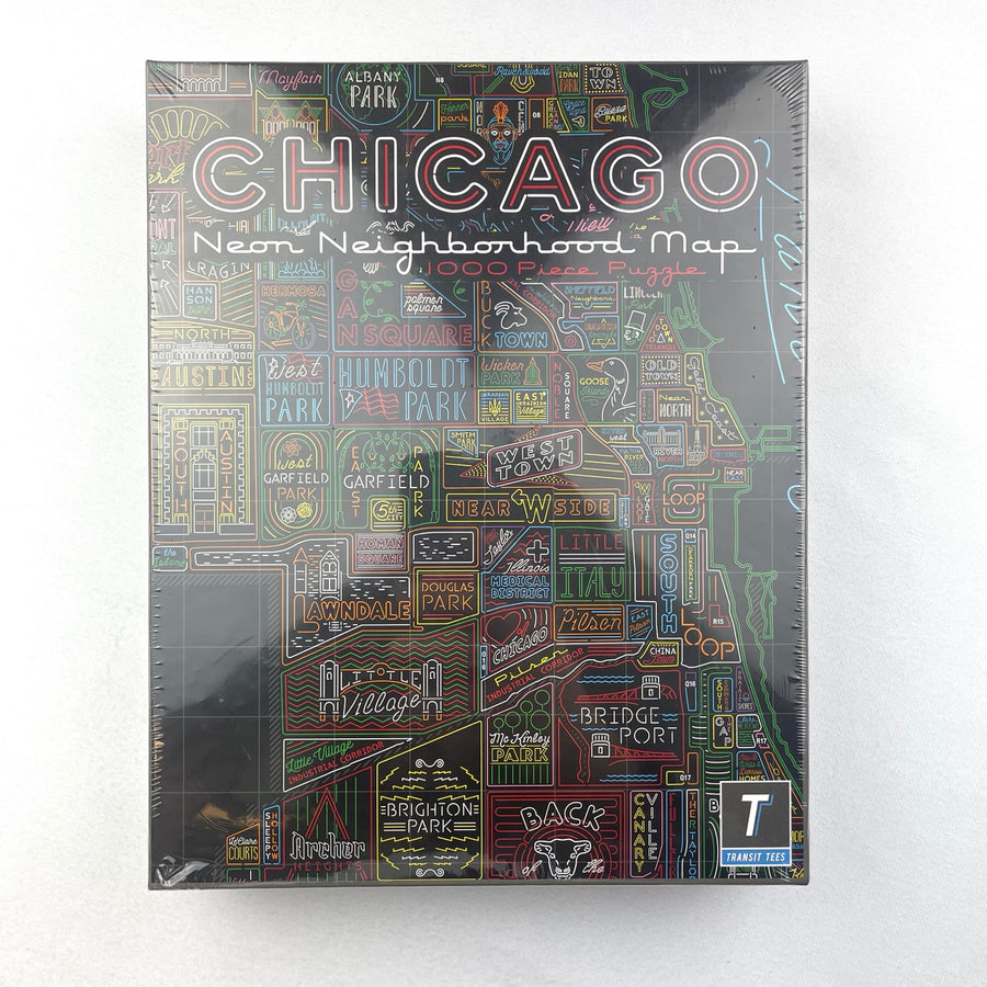 Chicago Neon Neighborhood Map Puzzle