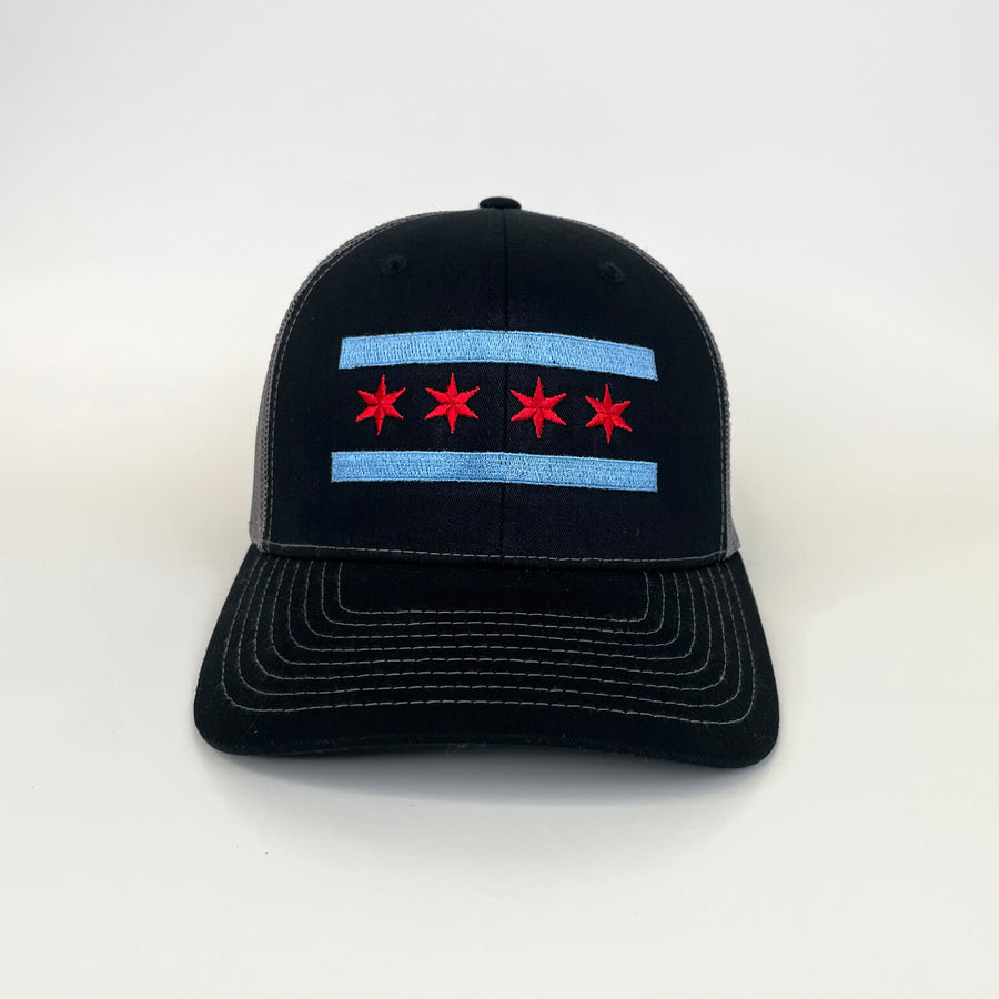 Chicago Flag Stitched Trucker Hat